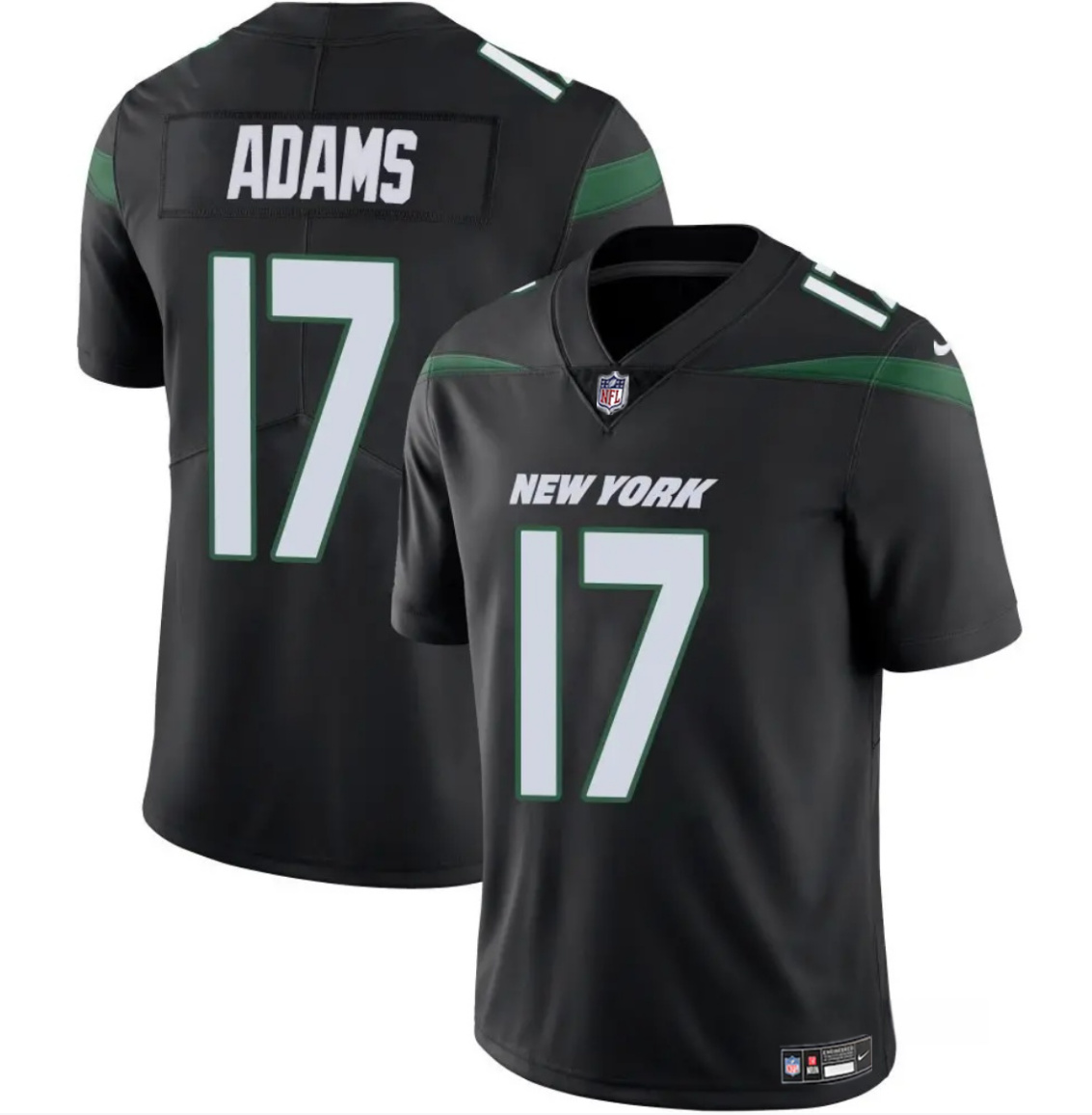 Men's New York Jets #17 Davante Adams Black 2024 Vapor Untouchable Limited Stitched Jersey Men's New York Jets #17 Davante Adams Black 2024 Vapor Untouchable Limited Stitched Jersey