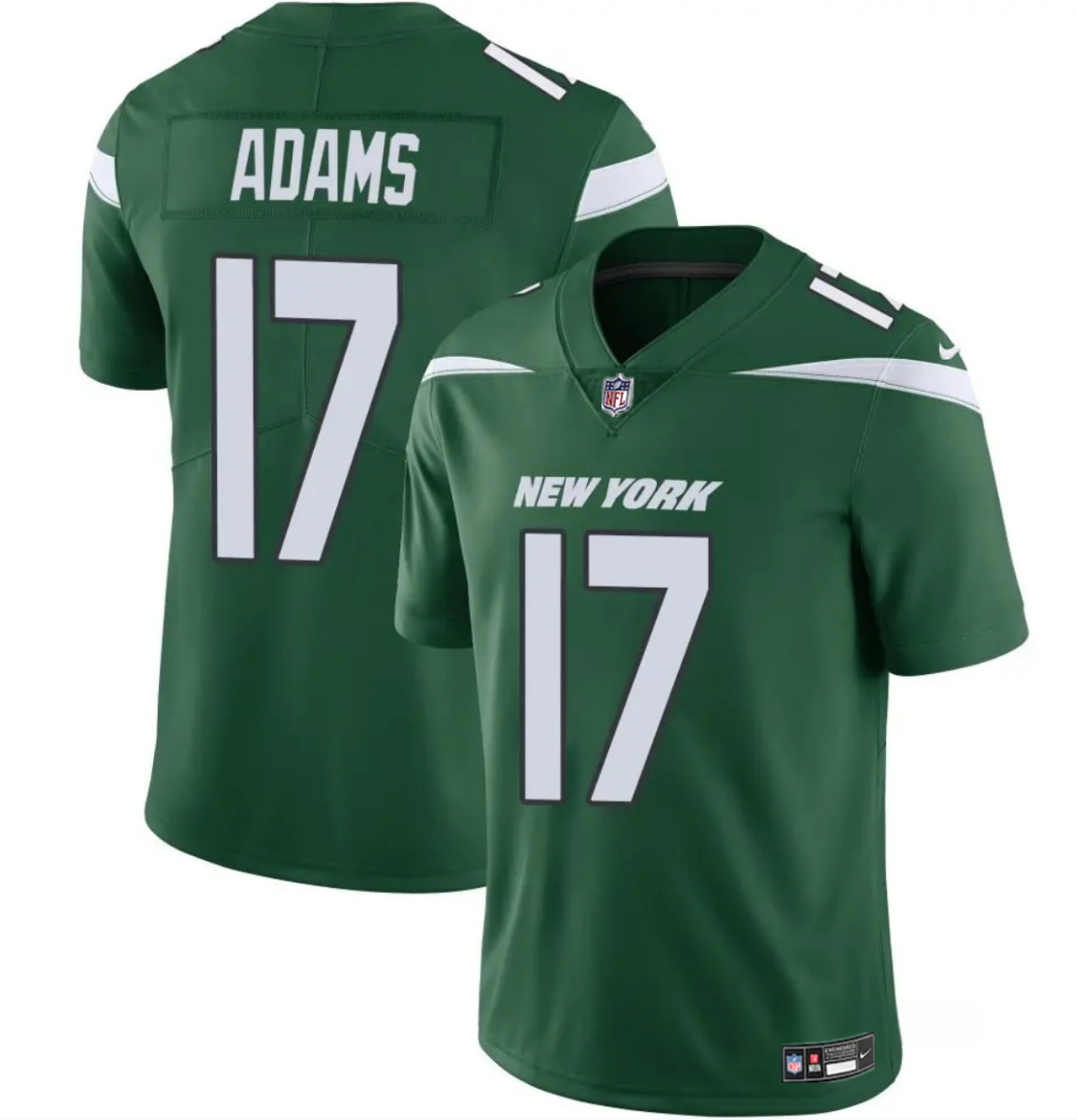 Men's New York Jets #17 Davante Adams Green 2024 Vapor Untouchable Limited Stitched Jersey Men's New York Jets #17 Davante Adams Green 2024 Vapor Untouchable Limited Stitched Jersey