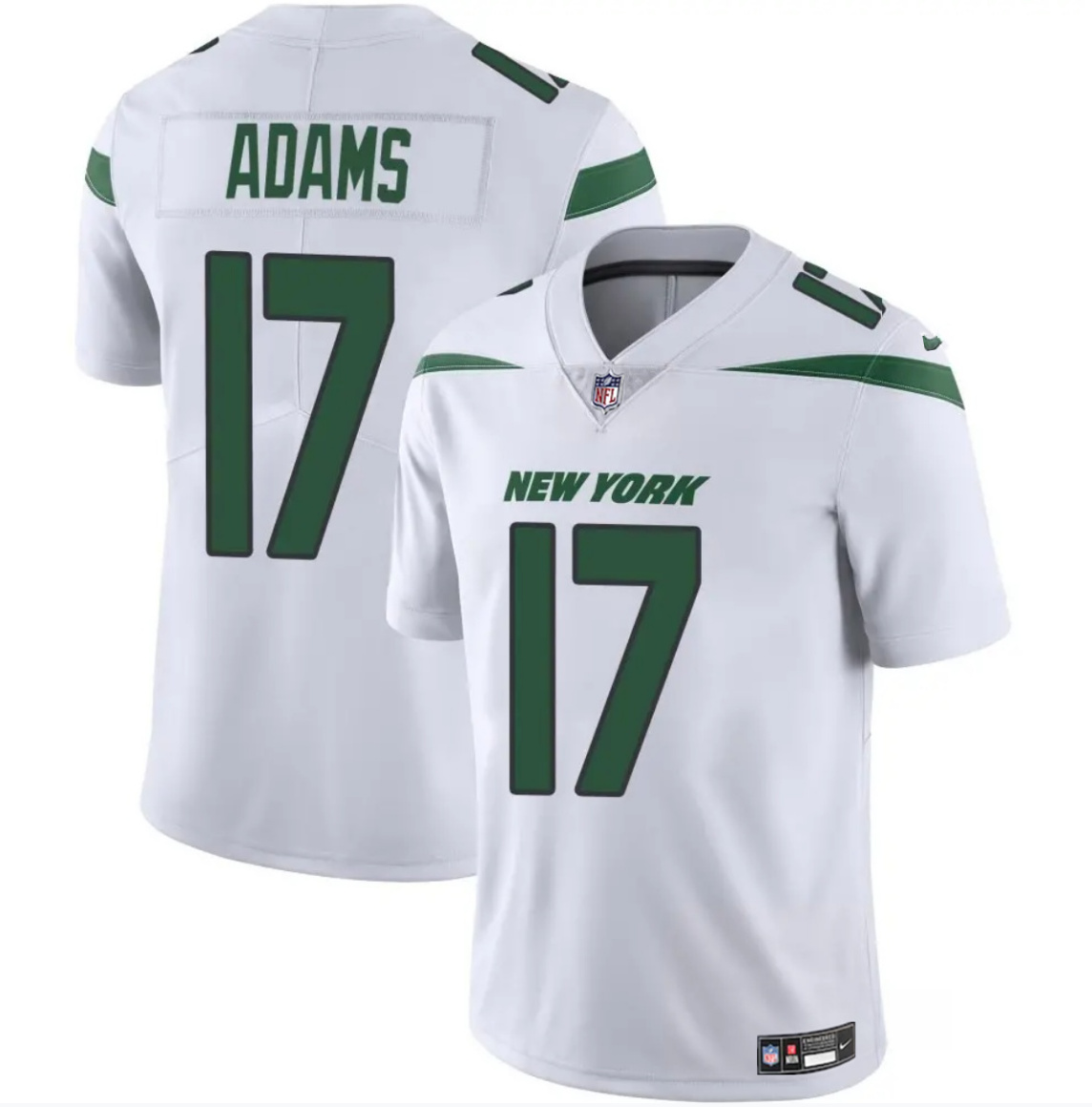 Men's New York Jets #17 Davante Adams White 2024 Vapor Untouchable Limited Stitched Jersey Men's New York Jets #17 Davante Adams White 2024 Vapor Untouchable Limited Stitched Jersey