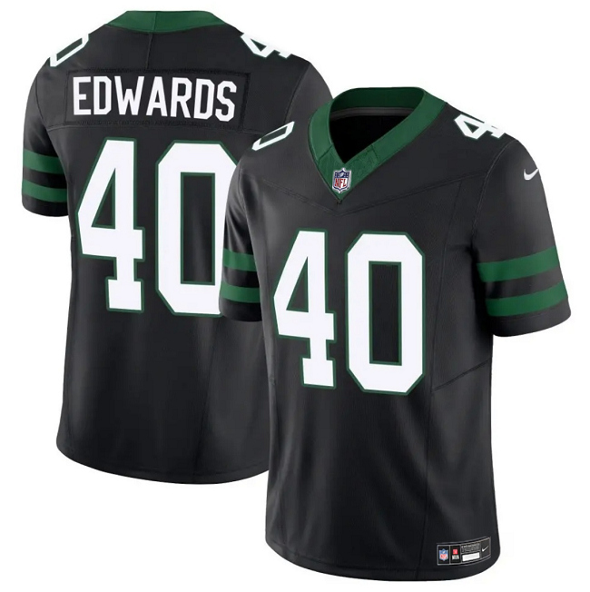 Men's New York Jets #40 Donovan Edwards Black 2025 F.U.S.E. Vapor Untouchable Limited Stitched Jersey