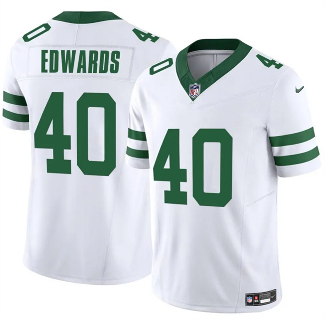 Men's New York Jets #40 Donovan Edwards White 2025 F.U.S.E. Vapor Untouchable Limited Stitched Jersey