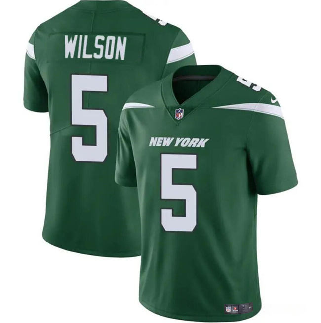Men's New York Jets #5 Garrett Wilson Green Vapor Untouchable Limited Stitched Jersey