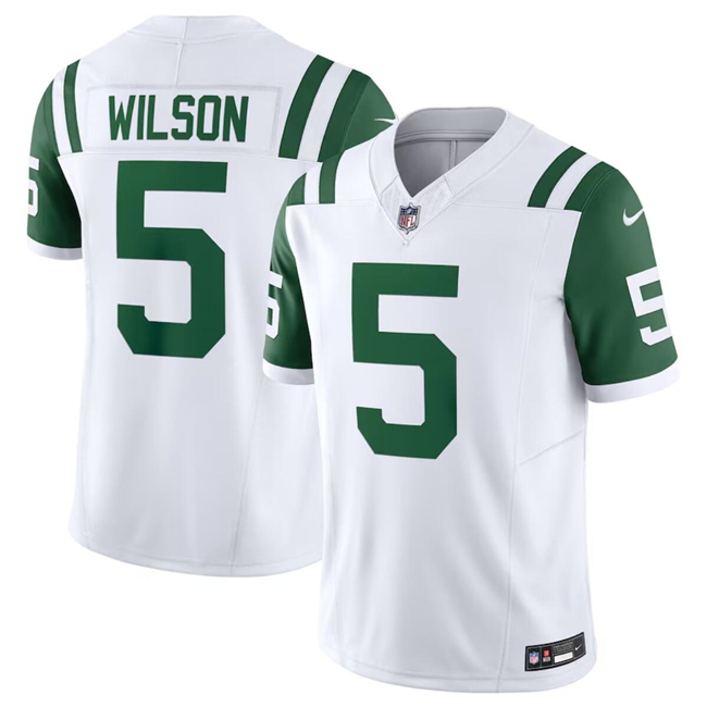 Men's New York Jets #5 Garrett Wilson White Classic Alternate Vapor F.U.S.E. Limited Stitched Football Jersey Men's New York Jets #5 Garrett Wilson White Classic Alternate Vapor F.U.S.E. Limited Stitched Football Jersey