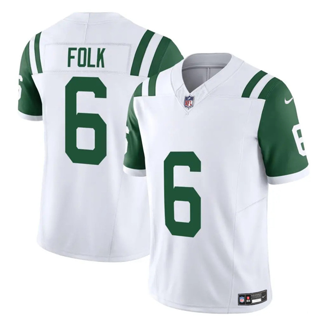 Men's New York Jets #6 Nick Folk White 2025 F.U.S.E. Classic Alternate Vapor Untouchable Limited Stitched Jersey