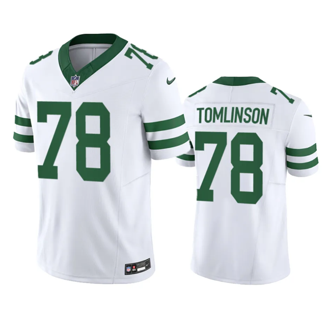 Men's New York Jets #78 Laken Tomlinson White 2023 F.U.S.E. Vapor Limited Throwback Stitched Football Jersey Men's New York Jets #78 Laken Tomlinson White 2023 F.U.S.E. Vapor Limited Throwback Stitched Football Jersey