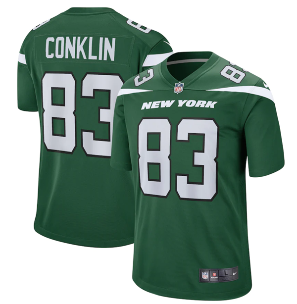 Men's New York Jets #83 Tyler Conklin 2022 Green Stitched Game Jersey Men's New York Jets #83 Tyler Conklin 2022 Green Stitched Game Jersey