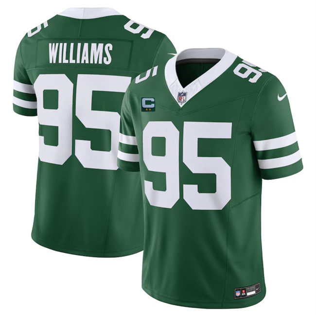 Men's New York Jets #95 Quinnen Williams Green 2024 F.U.S.E. With 2-Star C Patch Vapor Limited Stitched Jersey Men's New York Jets #95 Quinnen Williams Green 2024 F.U.S.E. With 2-Star C Patch Vapor Limited Stitched Jersey