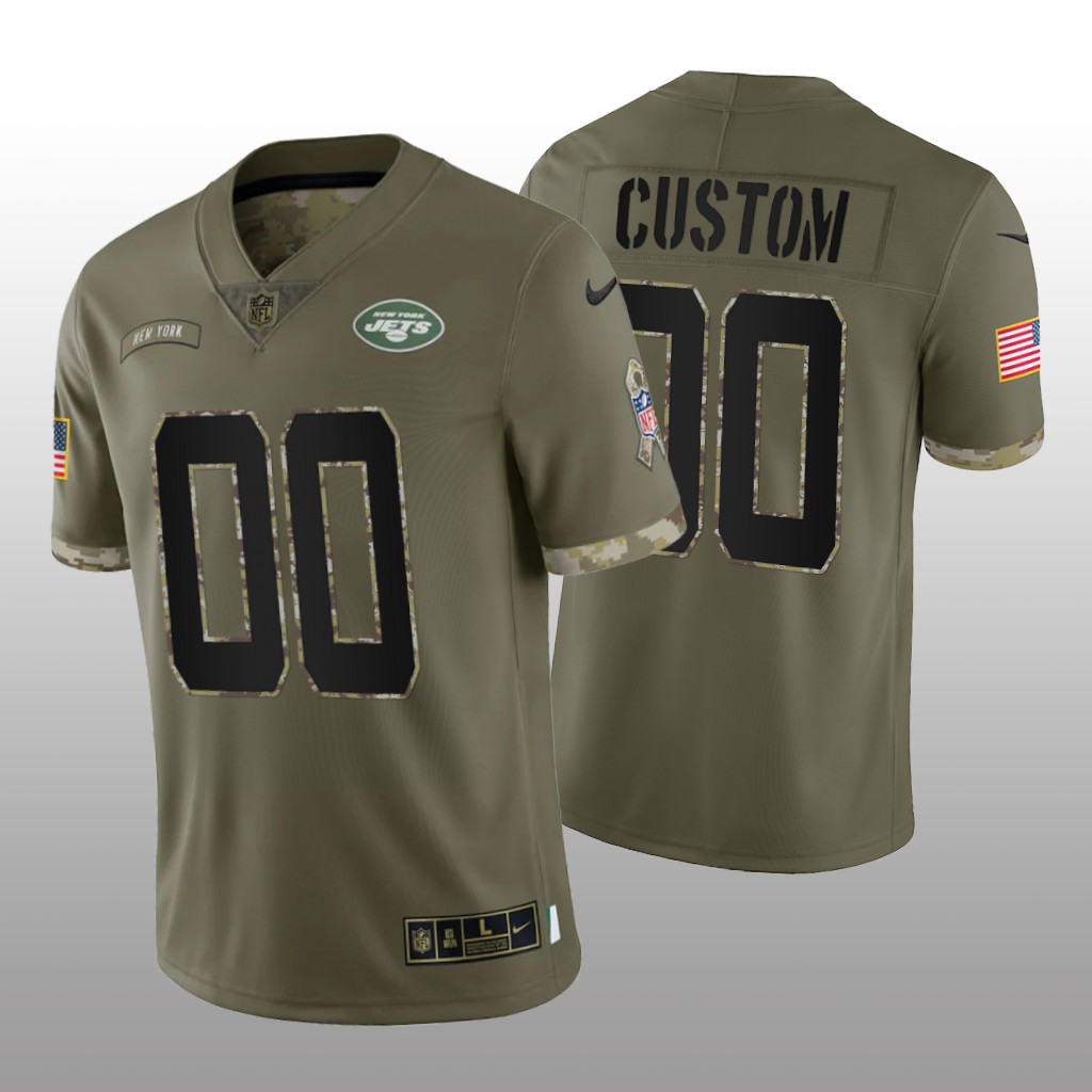 Men's New York Jets ACTIVE PLAYER Custom Olive 2022 Salute To Service Limited Stitched Jersey Men's New York Jets ACTIVE PLAYER Custom Olive 2022 Salute To Service Limited Stitched Jersey