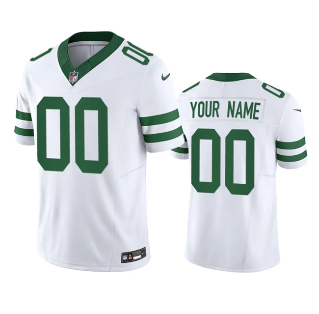 Men's New York Jets Custom White 2023 F.U.S.E. Vapor Limited Throwback Stitched Football Jersey Men's New York Jets Custom White 2023 F.U.S.E. Vapor Limited Throwback Stitched Football Jersey
