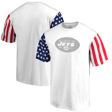 Men's New York Jets NFL Pro Line By Fanatics Branded White Stars & Stripes T-Shirt Men's New York Jets NFL Pro Line By Fanatics Branded White Stars & Stripes T-Shirt