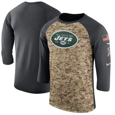 Men's New York Jets Nike Camo Anthracite Salute To Service Sideline Legend Performance Three-Quarter Sleeve T Shirt Men's New York Jets Nike Camo Anthracite Salute To Service Sideline Legend Performance Three-Quarter Sleeve T Shirt