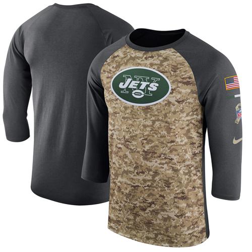 Men's New York Jets Nike Camo Anthracite Salute to Service Sideline Legend Performance Three-Quarter Sleeve T-Shirt Men's New York Jets Nike Camo Anthracite Salute to Service Sideline Legend Performance Three-Quarter Sleeve T-Shirt