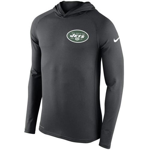 Men's New York Jets Nike Charcoal Stadium Touch Hooded Performance Long Sleeve T-Shirt Men's New York Jets Nike Charcoal Stadium Touch Hooded Performance Long Sleeve T-Shirt