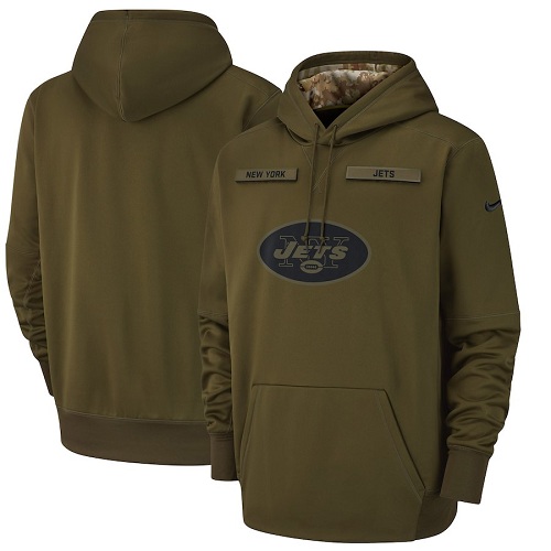 Men's New York Jets Nike Olive Salute to Service Sideline Therma Performance Pullover Hoodie Men's New York Jets Nike Olive Salute to Service Sideline Therma Performance Pullover Hoodie