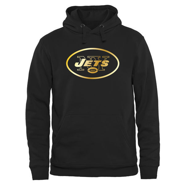 Men's New York Jets Pro Line Black Black Gold Collection Pullover Hoodie