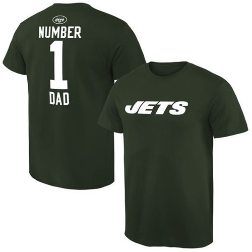 Men's New York Jets Pro Line College Number 1 Dad T-Shirt Green Men's New York Jets Pro Line College Number 1 Dad T-Shirt Green