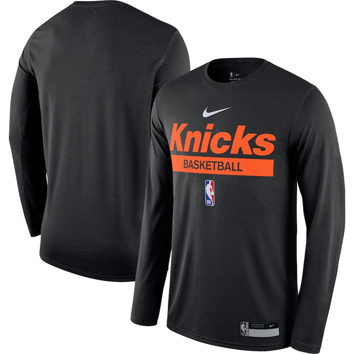 Men's New York Knicks Black 2022 23 Legend On-Court Practice Performance Long Sleeve T-Shirt
