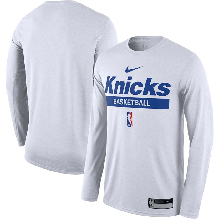 Men's New York Knicks White 2022 23 Legend On-Court Practice Performance Long Sleeve T-Shirt