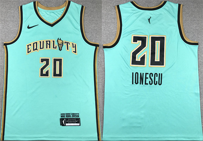 Men's New York Liberties #20 Sabrina Ionescu Teal Stitched Jersey Men's New York Liberties #20 Sabrina Ionescu Teal Stitched Jersey