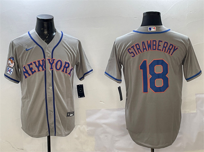 Men's New York Mets #18 Darryl Strawberry Grey 2025 Spring Training Cool Base Stitched Baseball Jersey Men's New York Mets #18 Darryl Strawberry Grey 2025 Spring Training Cool Base Stitched Baseball Jersey