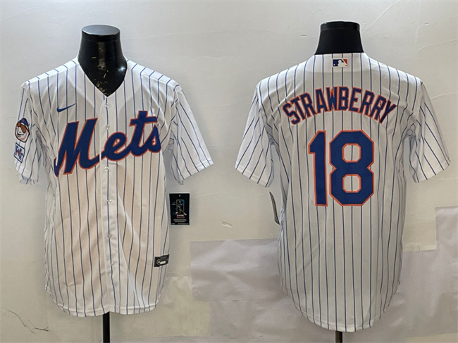 Men's New York Mets #18 Darryl Strawberry White 2025 Spring Training Cool Base Stitched Baseball Jersey Men's New York Mets #18 Darryl Strawberry White 2025 Spring Training Cool Base Stitched Baseball Jersey