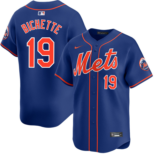 Men's New York Mets #19 Bo Bichette 2026 Blue Limited Stitched Baseball Jersey Men's New York Mets #19 Bo Bichette 2026 Blue Limited Stitched Baseball Jersey