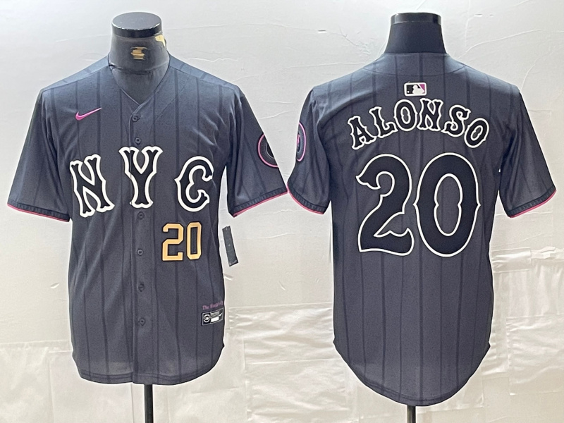 Men's New York Mets #20 Pete Alonso Graphite 2024 City Connect Limited Stitched Baseball Jersey (2) Men's New York Mets #20 Pete Alonso Graphite 2024 City Connect Limited Stitched Baseball Jersey (2)