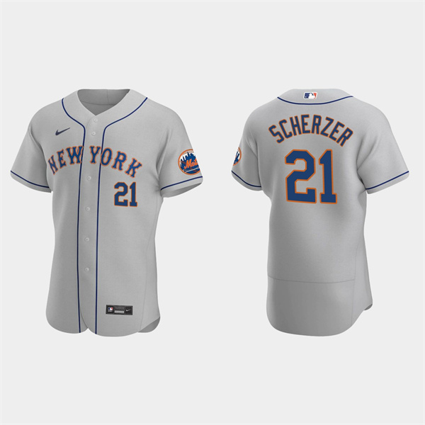 Men's New York Mets #21 Max Scherzer Grey Flex Base Stitched Jersey Men's New York Mets #21 Max Scherzer Grey Flex Base Stitched Jersey