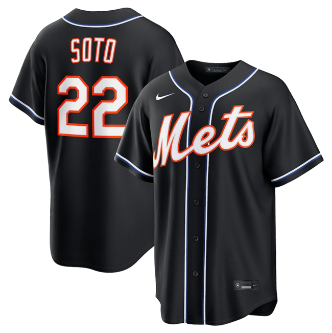 Men's New York Mets #22 Juan Soto 2026 Fashion Replica Black Out Stitched Baseball Jersey Men's New York Mets #22 Juan Soto 2026 Fashion Replica Black Out Stitched Baseball Jersey