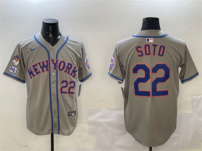 Men's New York Mets #22 Juan Soto Grey 2025 Spring Training Alternate Limited Stitched Baseball Jersey Men's New York Mets #22 Juan Soto Grey 2025 Spring Training Alternate Limited Stitched Baseball Jersey