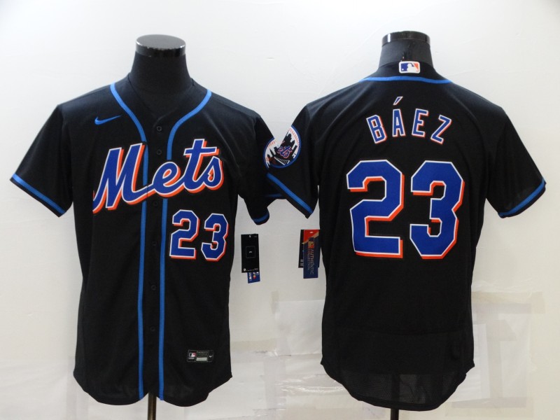 Men's New York Mets #23 Javier Báez Black Flex Base Stitched Jersey Men's New York Mets #23 Javier Báez Black Flex Base Stitched Jersey