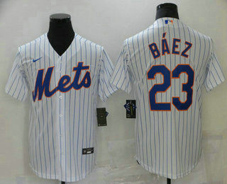 Men's New York Mets #23 Javier Baez White Stitched MLB Cool Base Nike Jersey Men's New York Mets #23 Javier Baez White Stitched MLB Cool Base Nike Jersey