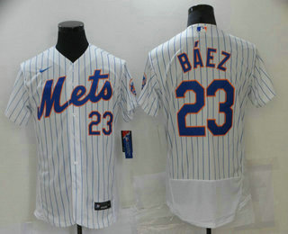 Men's New York Mets #23 Javier Baez White Stitched MLB Flex Base Nike Jersey Men's New York Mets #23 Javier Baez White Stitched MLB Flex Base Nike Jersey