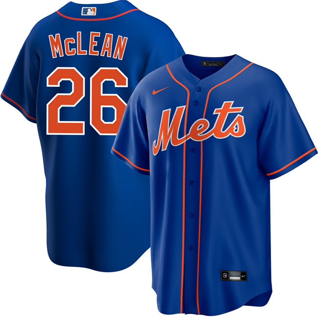 Men's New York Mets #26 Nolan McLean Blue Cool Base Stitched Baseball Jersey Men's New York Mets #26 Nolan McLean Blue Cool Base Stitched Baseball Jersey