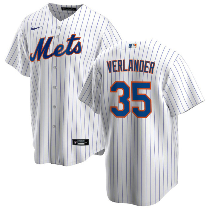 Men's New York Mets #35 Justin Verlander White Cool Base Stitched Baseball Jersey Men's New York Mets #35 Justin Verlander White Cool Base Stitched Baseball Jersey