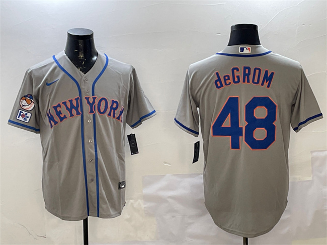 Men's New York Mets #48 Jacob DeGrom Grey 2025 Spring Training Cool Base Stitched Baseball Jersey Men's New York Mets #48 Jacob DeGrom Grey 2025 Spring Training Cool Base Stitched Baseball Jersey