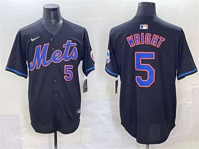Men's New York Mets #5 David Wright Black Limited Stitched Baseball Jersey
