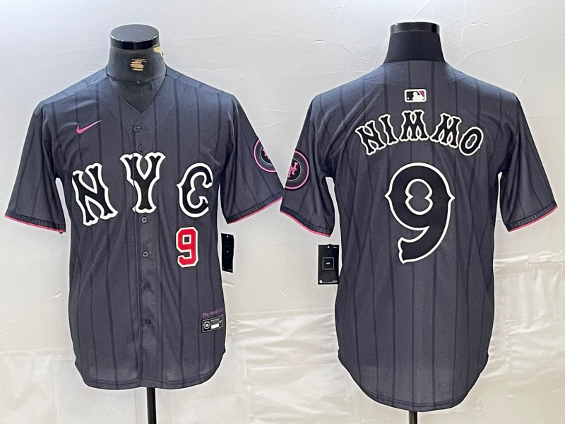 Men's New York Mets #9 Brandon Nimmo Graphite 2024 City Connect Limited Stitched Baseball Jersey 5 Men's New York Mets #9 Brandon Nimmo Graphite 2024 City Connect Limited Stitched Baseball Jersey 5