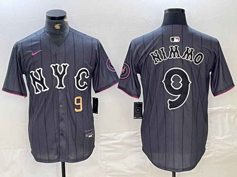 Men's New York Mets #9 Brandon Nimmo Graphite 2024 City Connect Limited Stitched Baseball Jersey1 Men's New York Mets #9 Brandon Nimmo Graphite 2024 City Connect Limited Stitched Baseball Jersey1