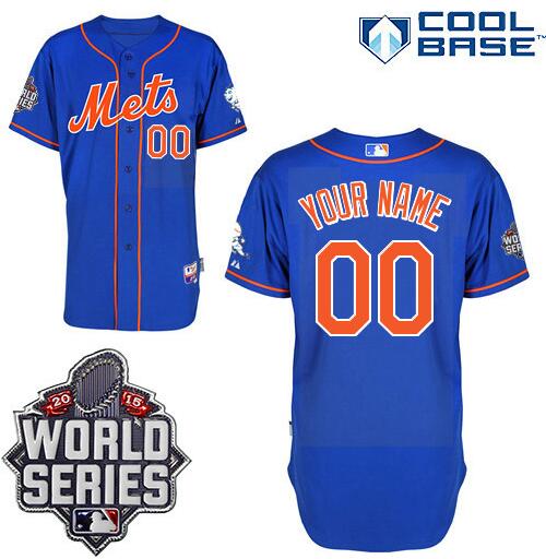 Men's New York Mets Authentic Custom Alternate Home Royal Blue MLB Jersey with 2015 World Series Patch Men's New York Mets Authentic Custom Alternate Home Royal Blue MLB Jersey with 2015 World Series Patch