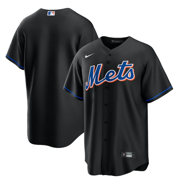 Men's New York Mets Blank 2022 Black Cool Base Stitched Baseball Jersey Men's New York Mets Blank 2022 Black Cool Base Stitched Baseball Jersey