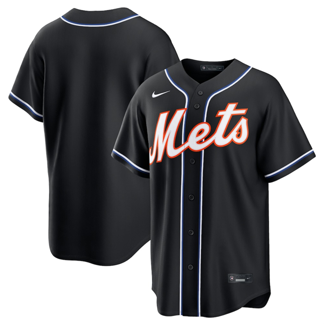 Men's New York Mets Blank 2026 Fashion Replica Black Out Stitched Baseball Jersey Men's New York Mets Blank 2026 Fashion Replica Black Out Stitched Baseball Jersey
