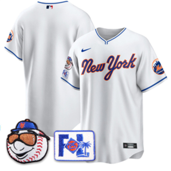 Men's New York Mets Blank White 2025 Spring Training Stitched Baseball Jersey Men's New York Mets Blank White 2025 Spring Training Stitched Baseball Jersey