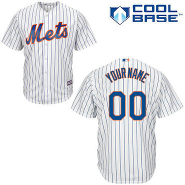 Men's New York Mets Customized White Pinstripe Jersey Men's New York Mets Customized White Pinstripe Jersey
