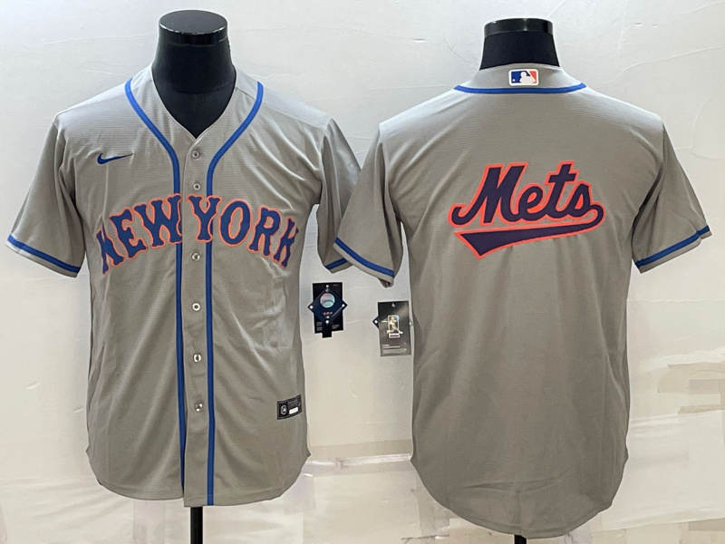 Men's New York Mets Gray Team Big Logo Cool Base Stitched Baseball Jersey Men's New York Mets Gray Team Big Logo Cool Base Stitched Baseball Jersey