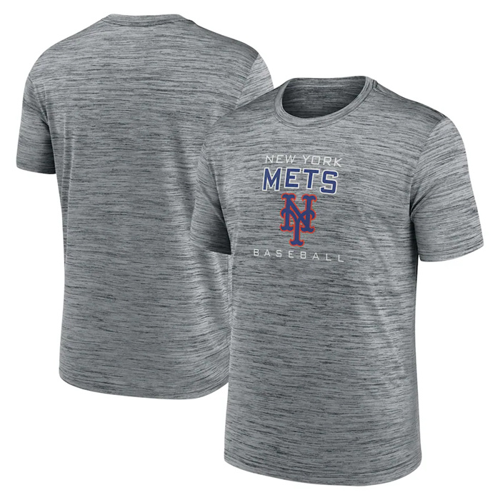 Men's New York Mets Grey Velocity Practice Performance T-Shirt Men's New York Mets Grey Velocity Practice Performance T-Shirt