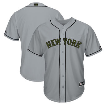 Men's New York Mets Majestic Gray 2018 Memorial Day Cool Base Team Custom Jersey Men's New York Mets Majestic Gray 2018 Memorial Day Cool Base Team Custom Jersey