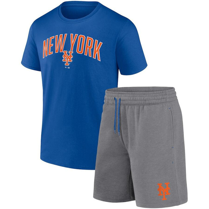 Men's New York Mets Royal Heather Gray Arch T-Shirt & Shorts Combo Set Men's New York Mets Royal Heather Gray Arch T-Shirt & Shorts Combo Set