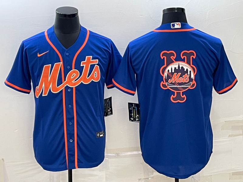 Men's New York Mets Royal Team Big Logo Cool Base Stitched Baseball Jersey Men's New York Mets Royal Team Big Logo Cool Base Stitched Baseball Jersey