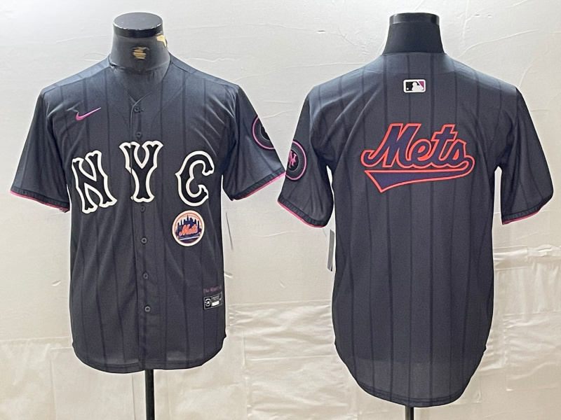 Men's New York Mets Team Big Logo Graphite 2024 City Connect Limited Stitched Baseball Jersey 10